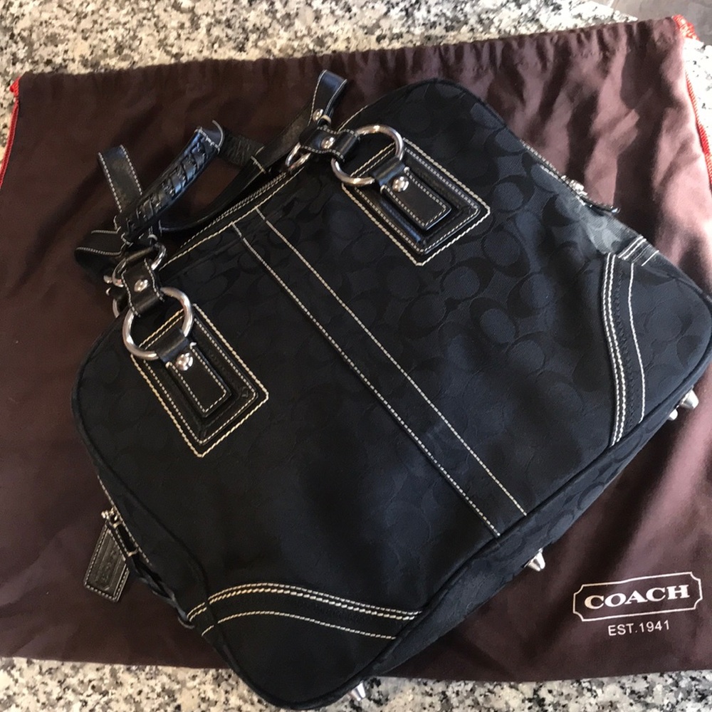 Coach black signature carryall